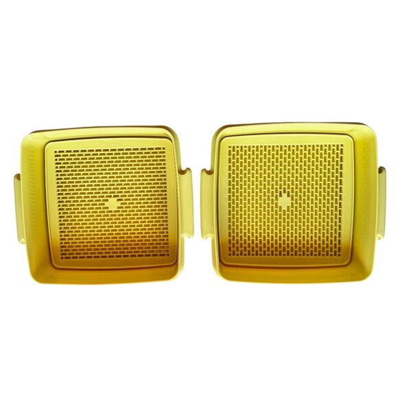 Tupperware Portable Food Set With Insets & Handle - Yellow Plastic Containers - Picture 4 of 12